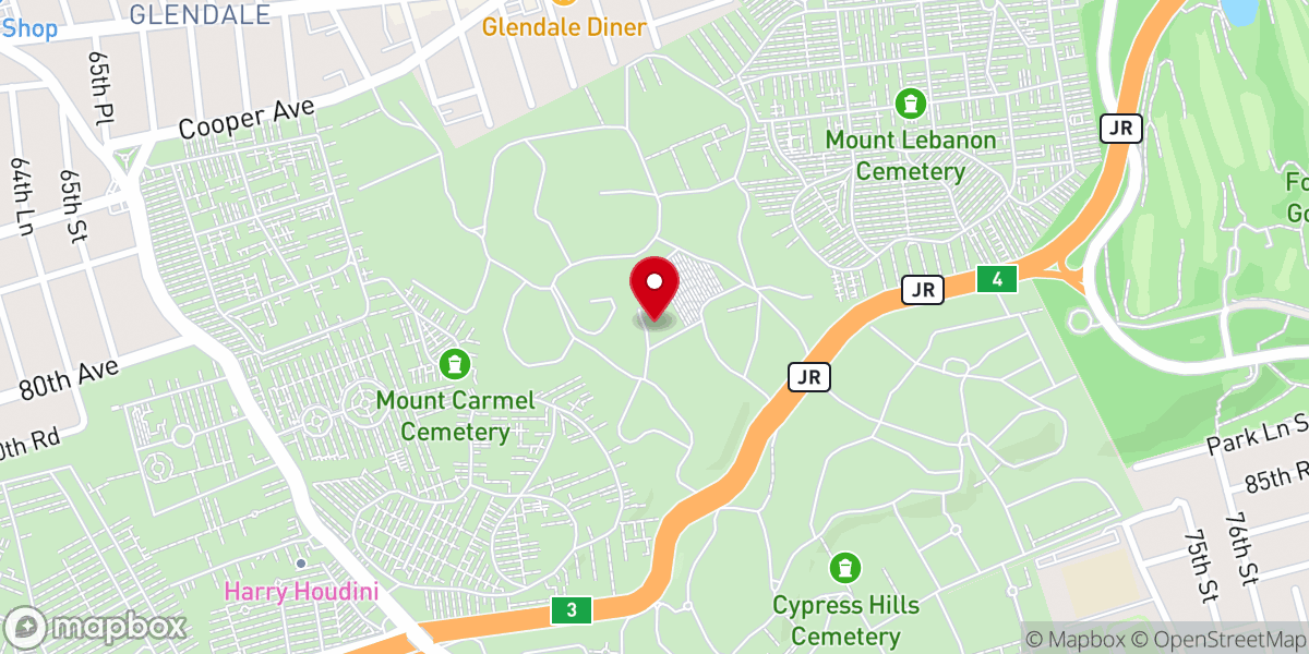 Map showing location of Mae West Gravesite