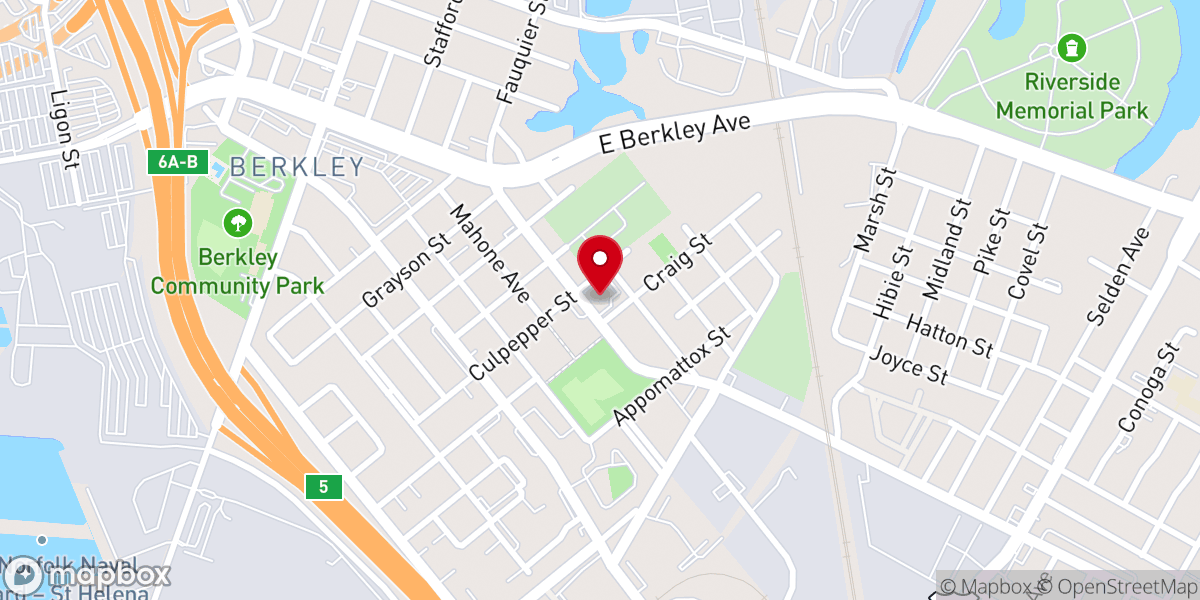 Map showing location of First Baptist Church, Berkley