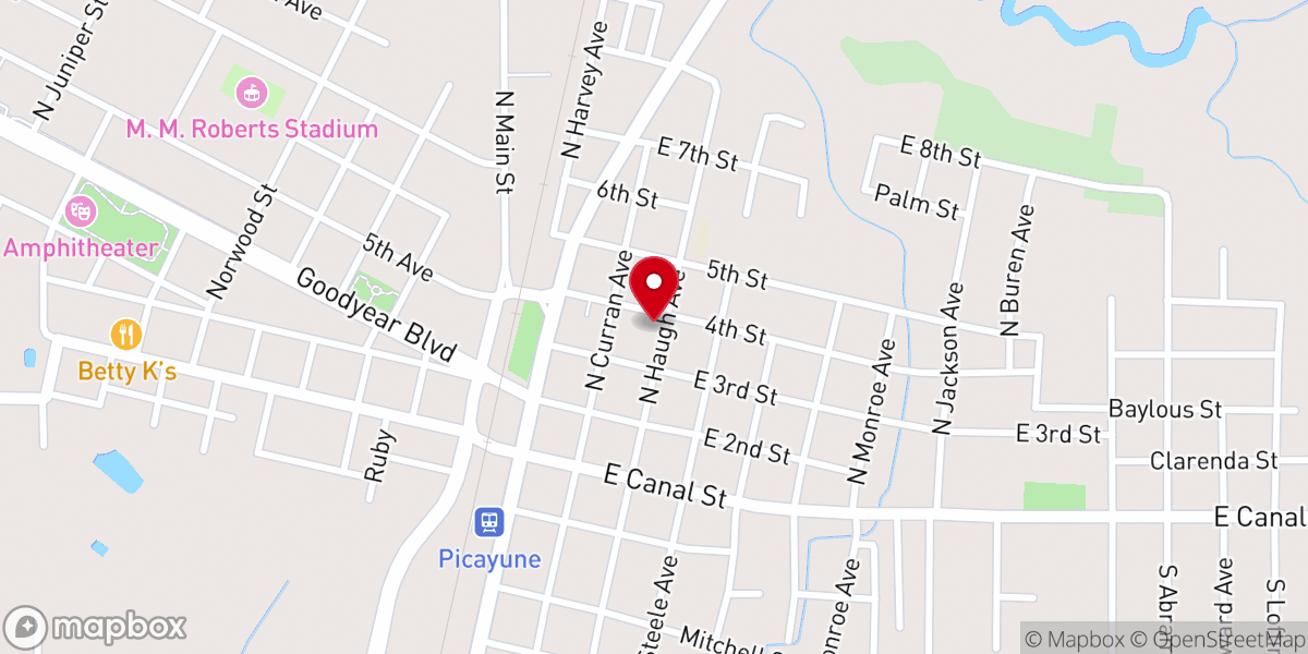 Map showing location of First United Methodist Church of Picayune
