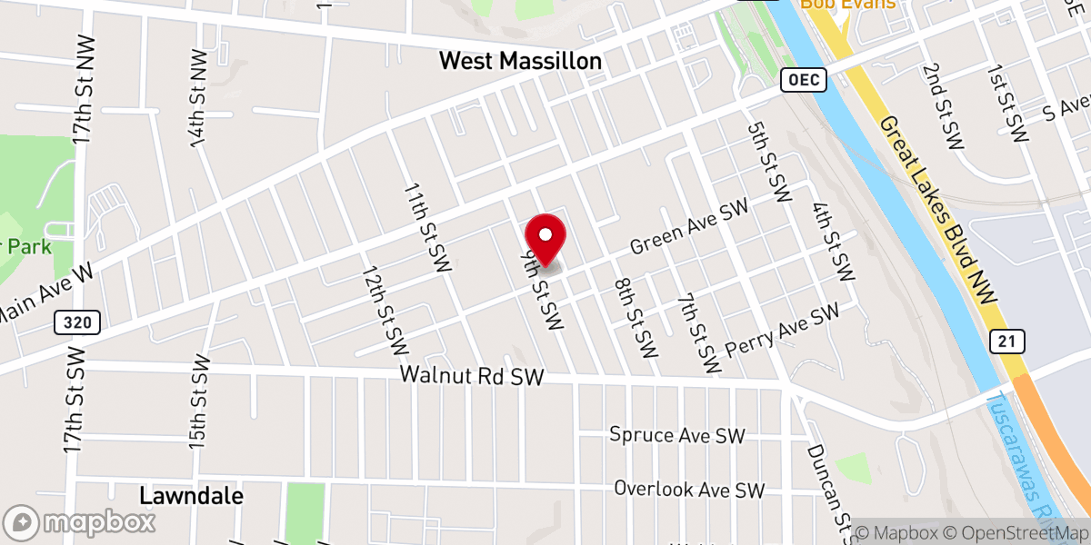 Map showing location of Massillon Wesleyan Methodist Church