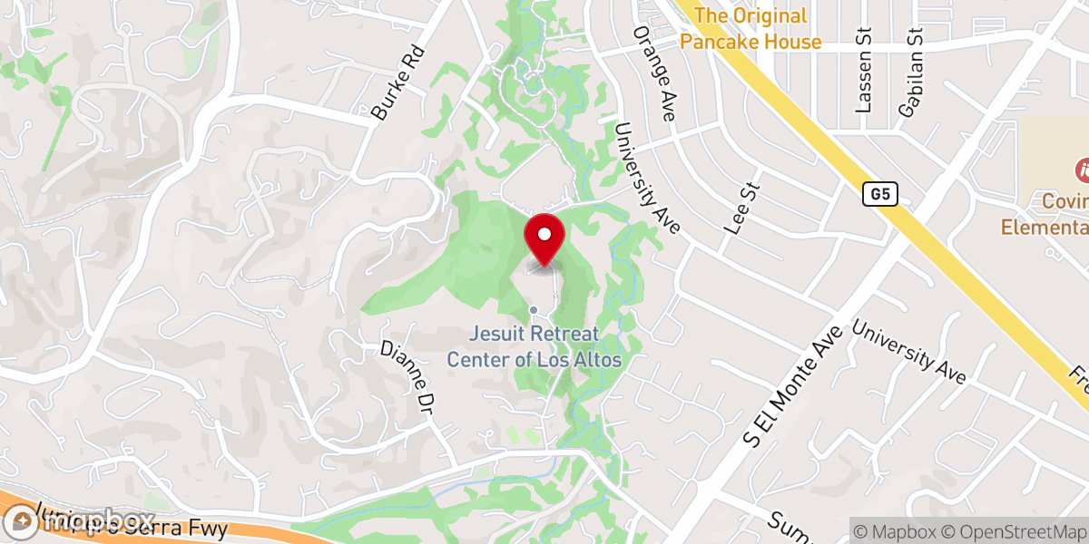 Map showing location of Jesuit Retreat Center of Los Altos