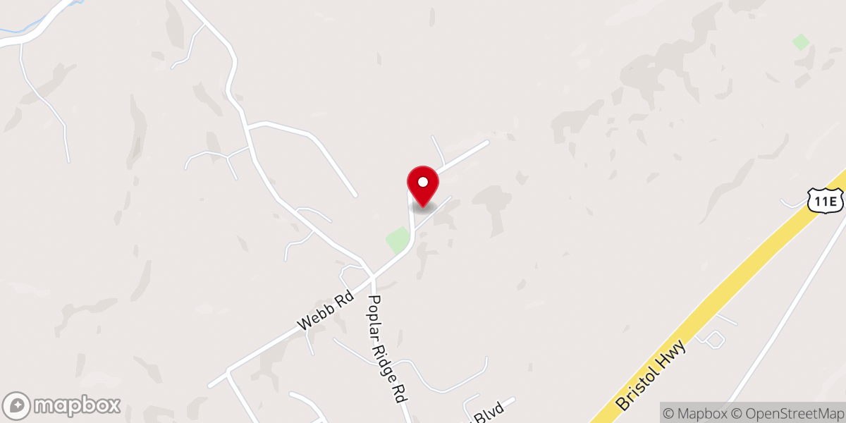 Map showing location of Poplar Ridge Christian Church