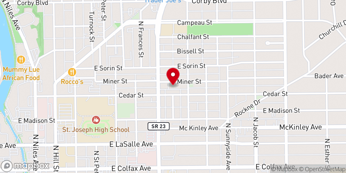 Map showing location of Mount Olive Missionary Baptist Church