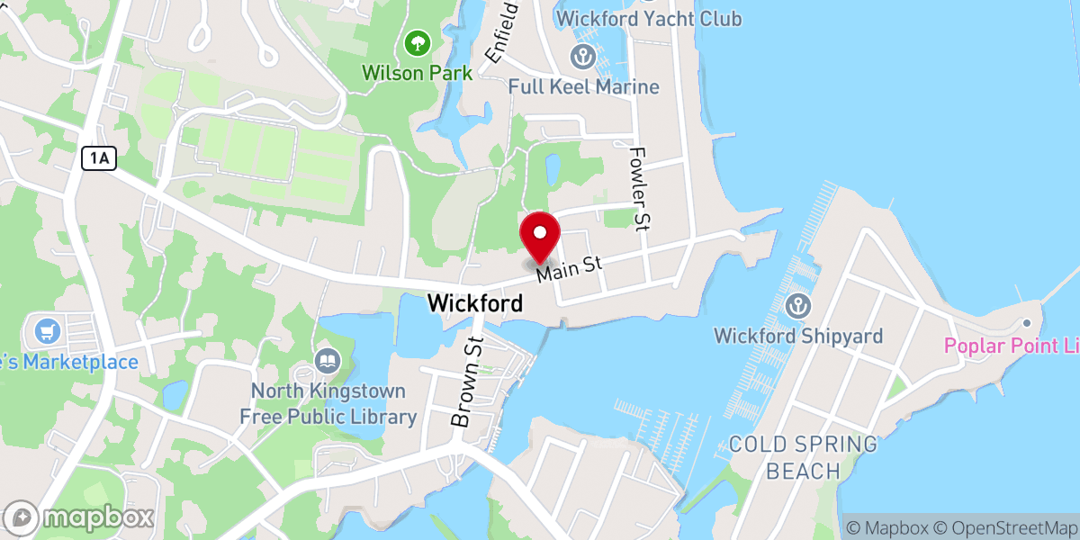 Map showing location of First Baptist Church-Wickford