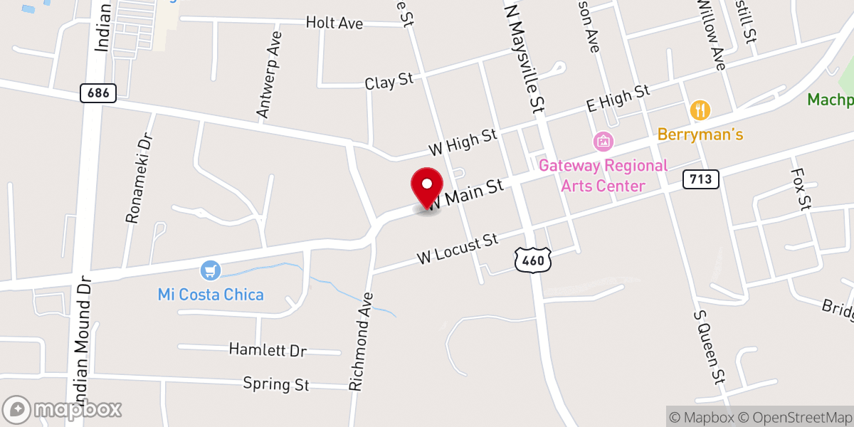 Map showing location of Flat Rock Church