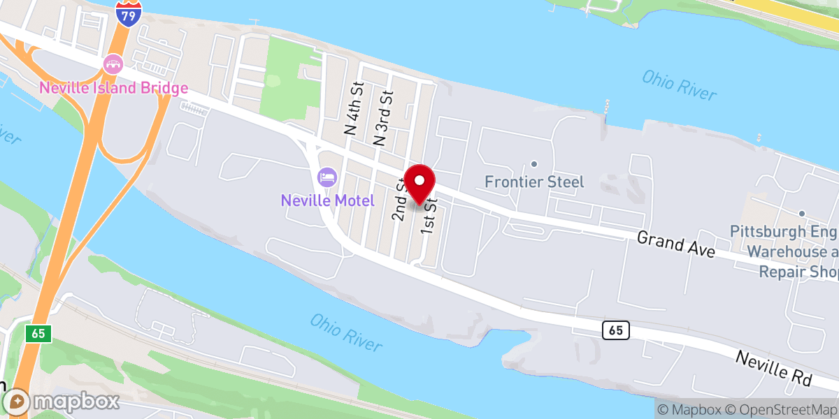 Map showing location of Neville Island Presbyterian Church