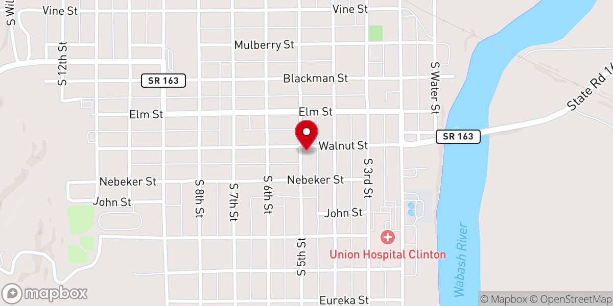 Map showing location of Clinton First Baptist Church
