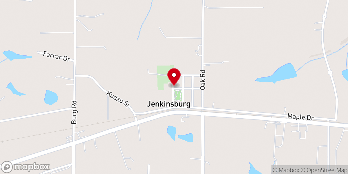 Map showing location of Jenkinsburg United Methodist Church
