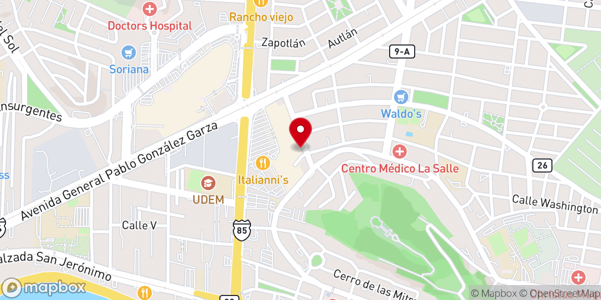 Map showing location of Union Church Of Monterrey