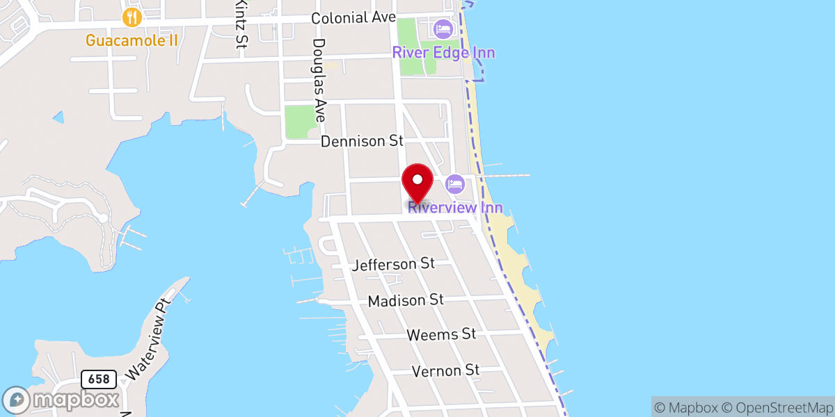 Map showing location of Colonial Beach United Methodist Church