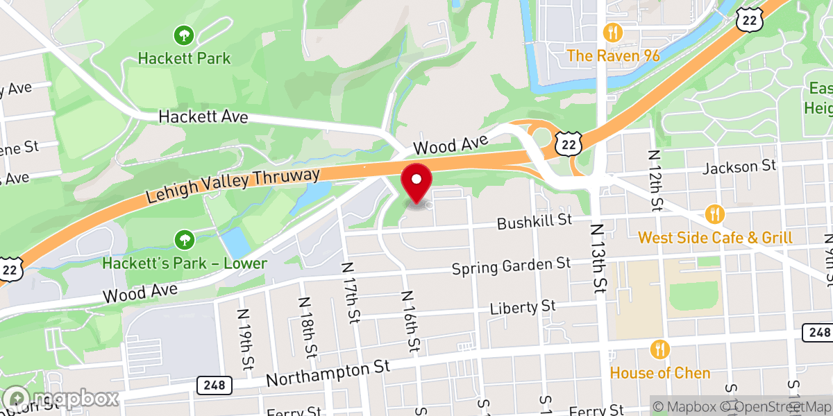 Map showing location of Congregation Bnai Shalom