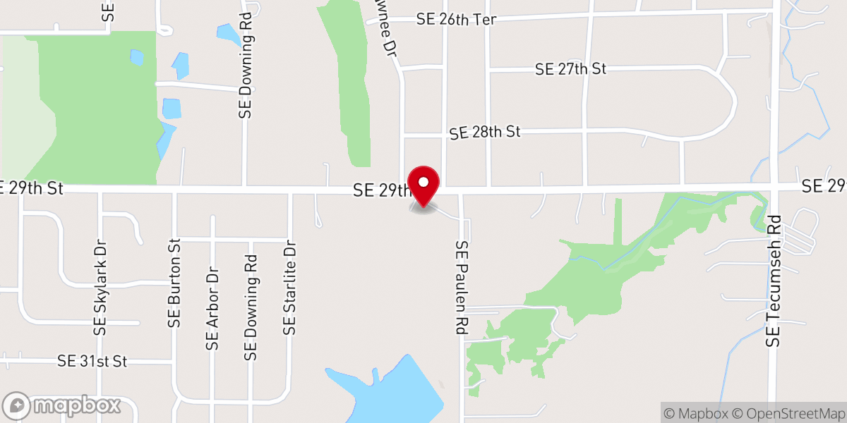 Map showing location of Shawnee Heights Baptist Church