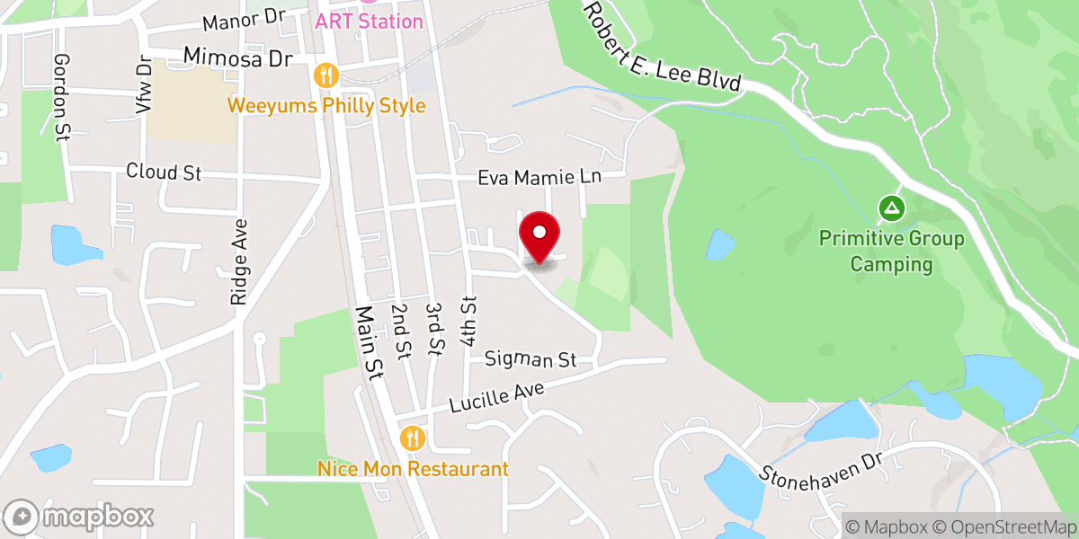 Map showing location of Ebenezer Baptist Church