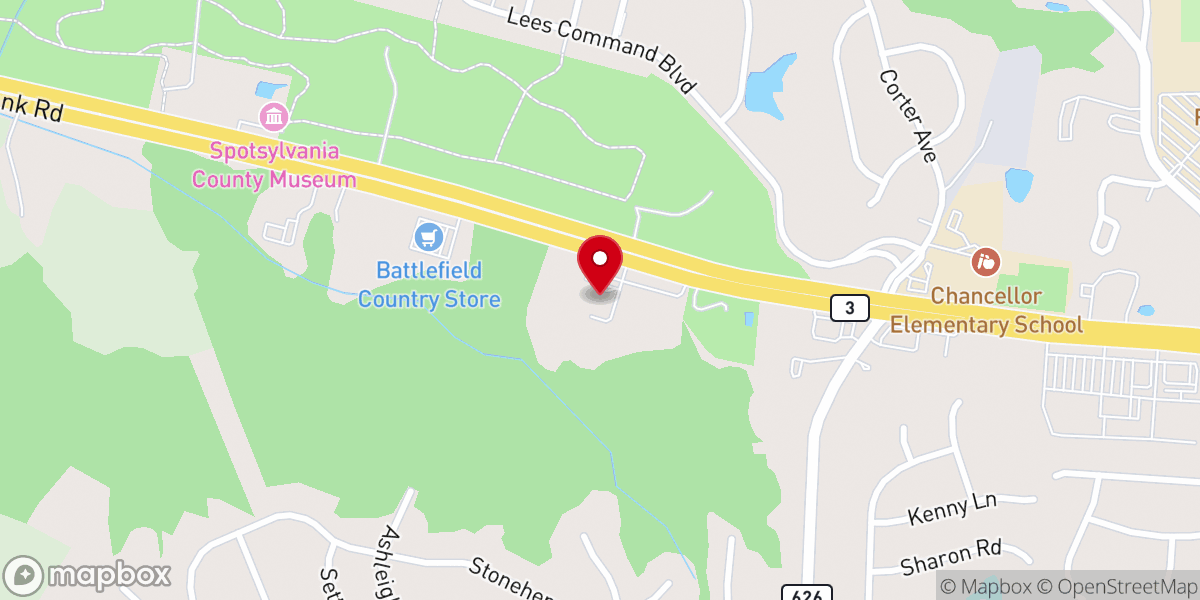 Map showing location of Fredericksburg Seventh-day Adventist Church
