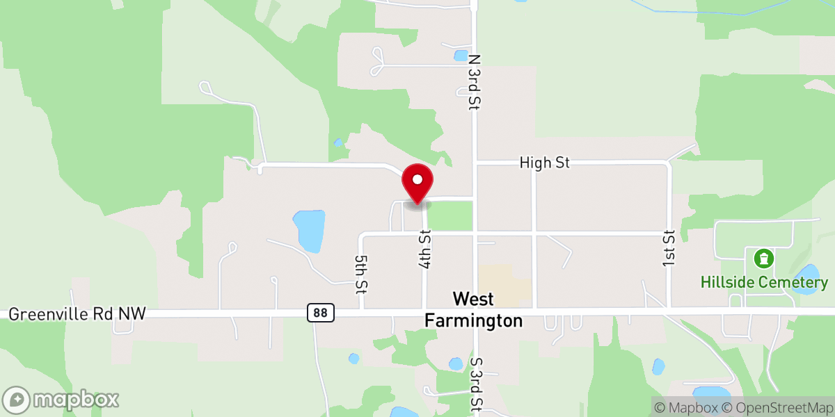 Map showing location of West Farmington Village Hall