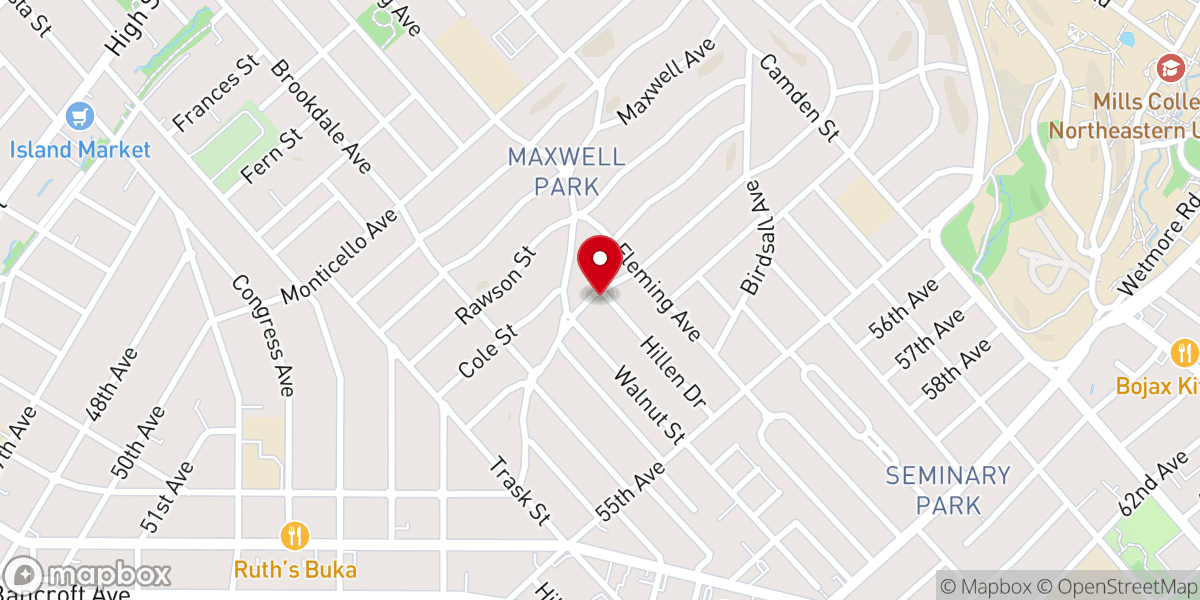 Map showing location of Oakland Tabernacle