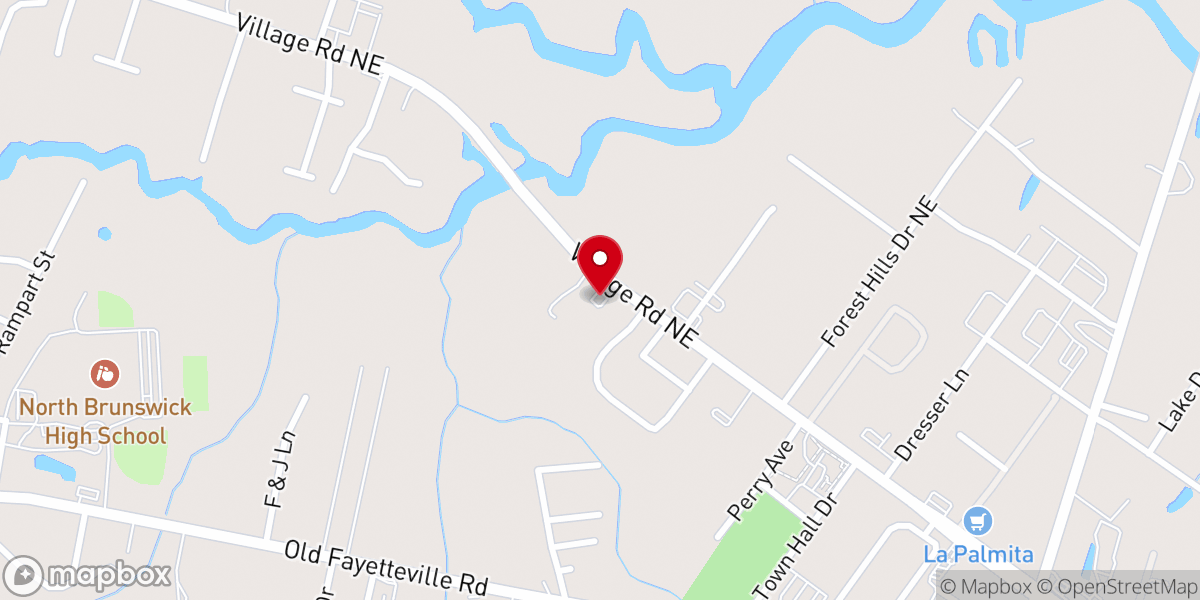 Map showing location of Shallotte Chapel