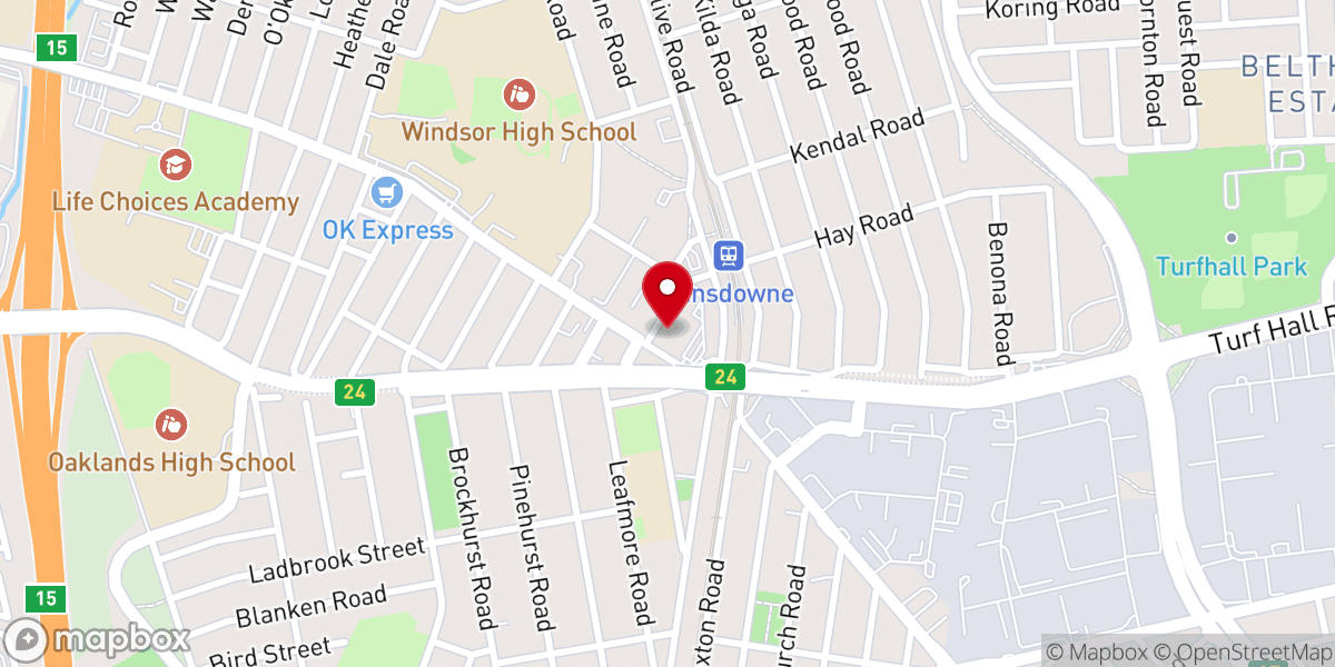 Map showing location of St Aidan's Anglican Church