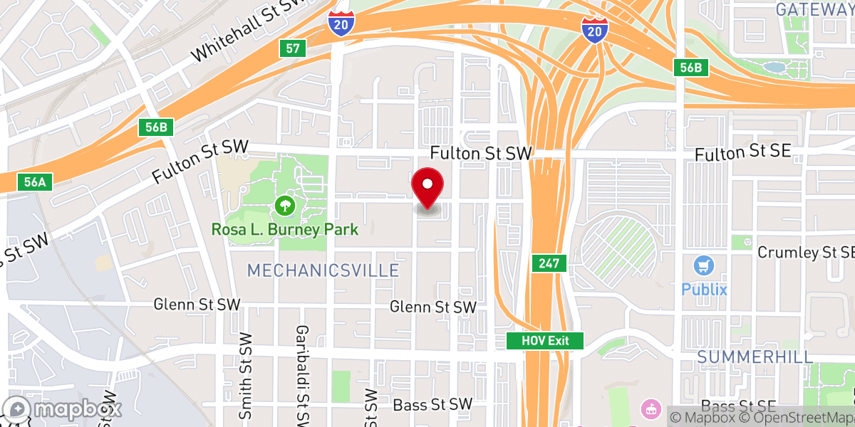 Map showing location of New Hope Baptist Church