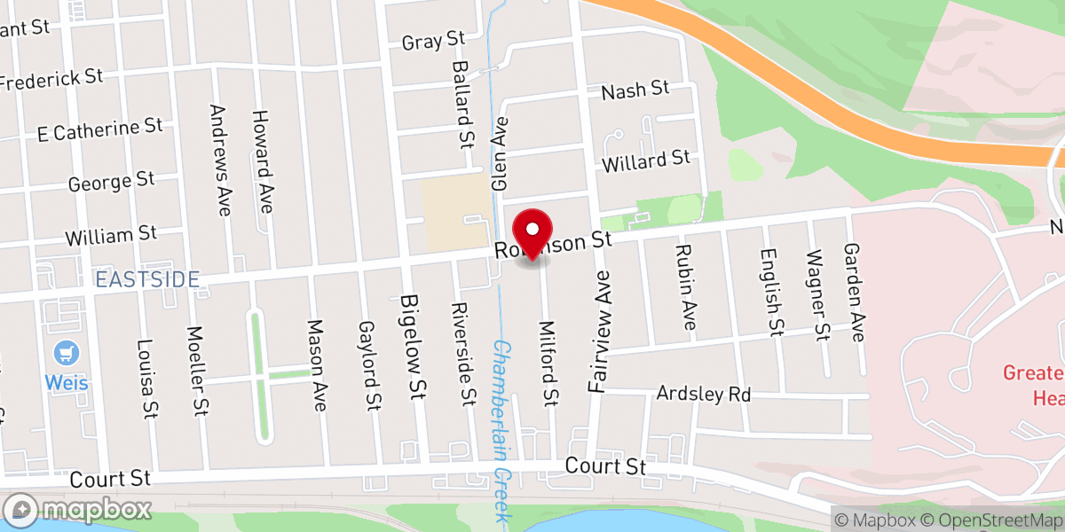 Map showing location of East Side Congregational Church