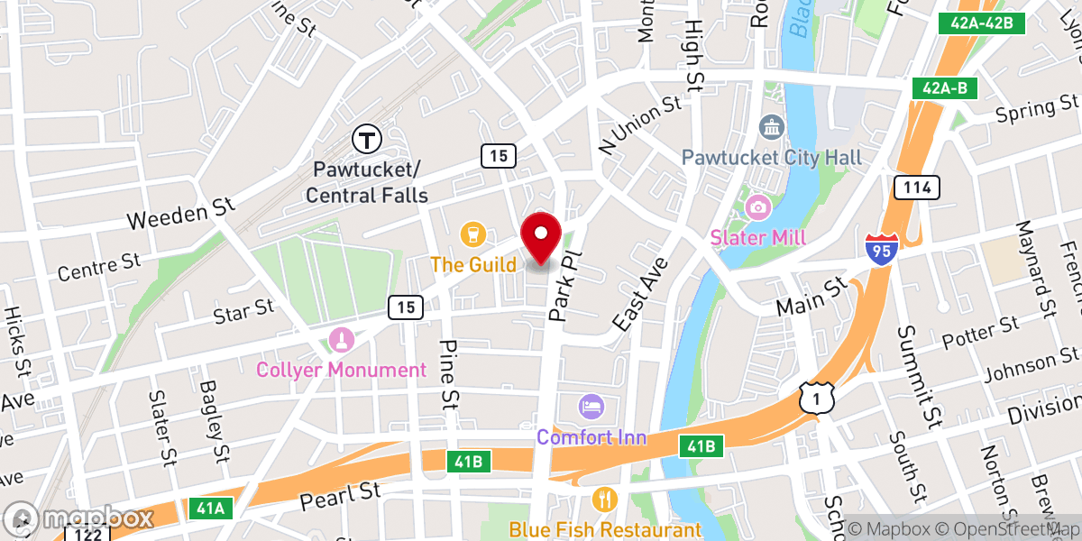 Map showing location of Park Place Congregational Church