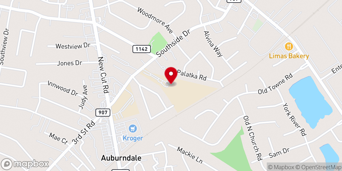 Map showing location of New Heights Baptist Church