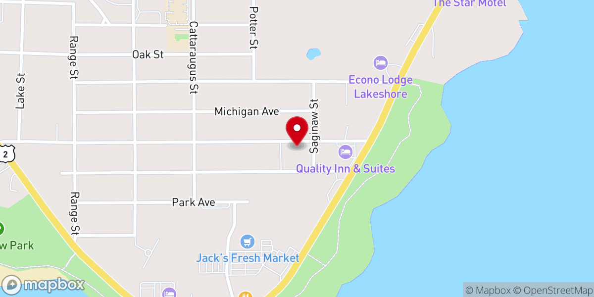 Map showing location of Manistique Harbor Pentecostal Church