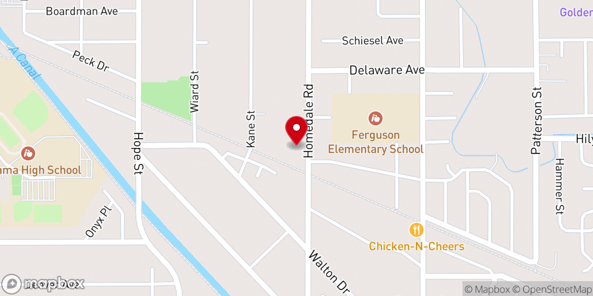 Map showing location of Baptist Church on Homedale