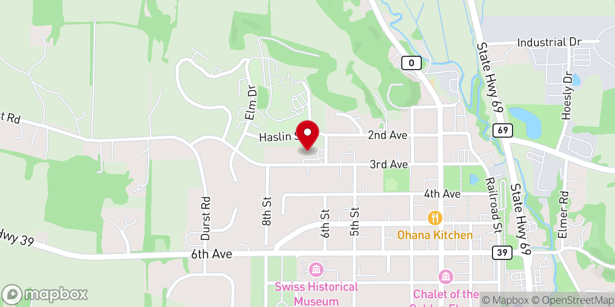 Map showing location of New Glarus Baptist Bible Church
