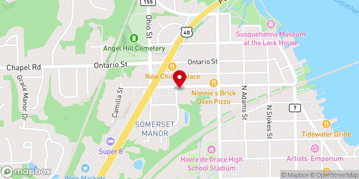 Map showing location of Lutheran Mission Society Havre de Grace Compassion Center