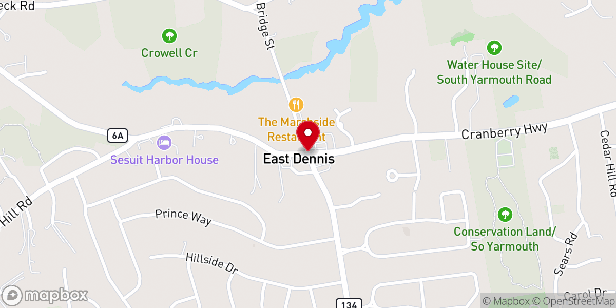 Map showing location of East Dennis