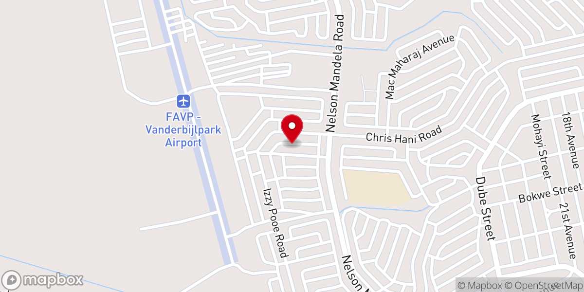 Map showing location of The New St Phillip Apostolic Church In South Africa