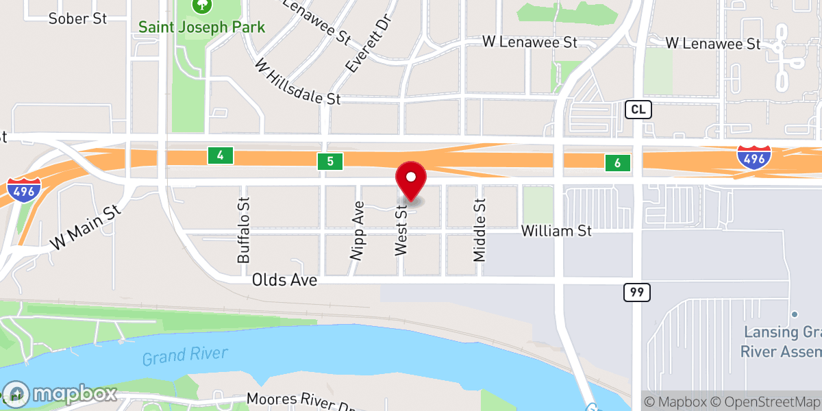 Map showing location of West Lansing Church of God
