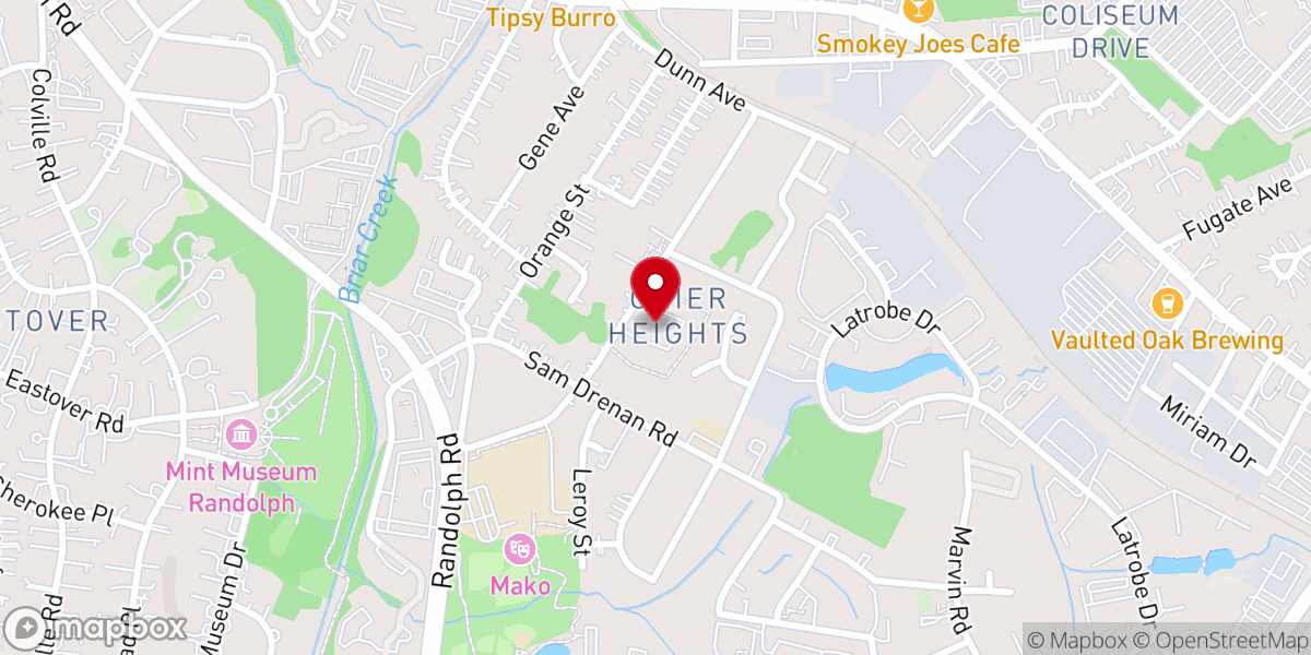Map showing location of Antioch Missionary Baptist Church