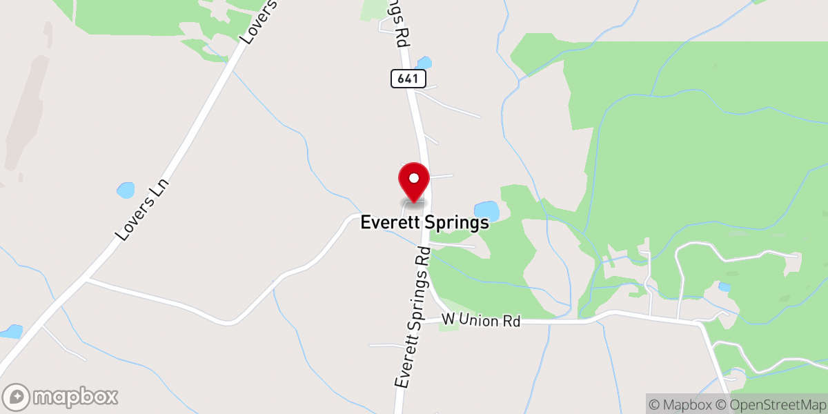 Map showing location of Everett Springs Baptist Church
