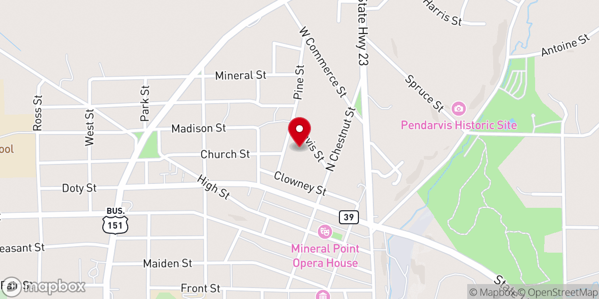 Map showing location of St. Mary's & St. Paul's Catholic Church