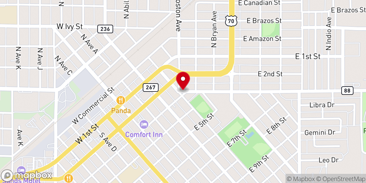 Map showing location of Bethel Baptist Church