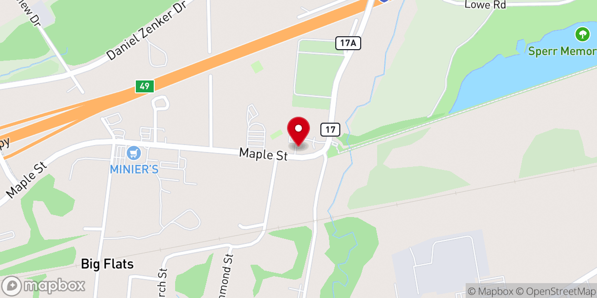 Map showing location of Big Flats Wesleyan Church