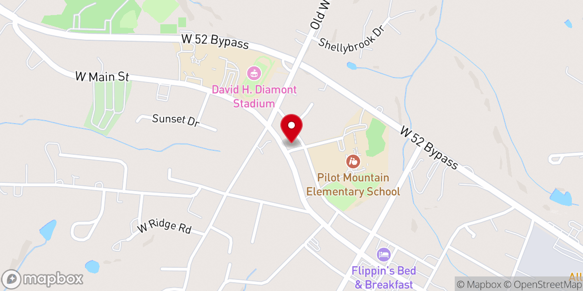 Map showing location of Pilot Mountain Friends Church