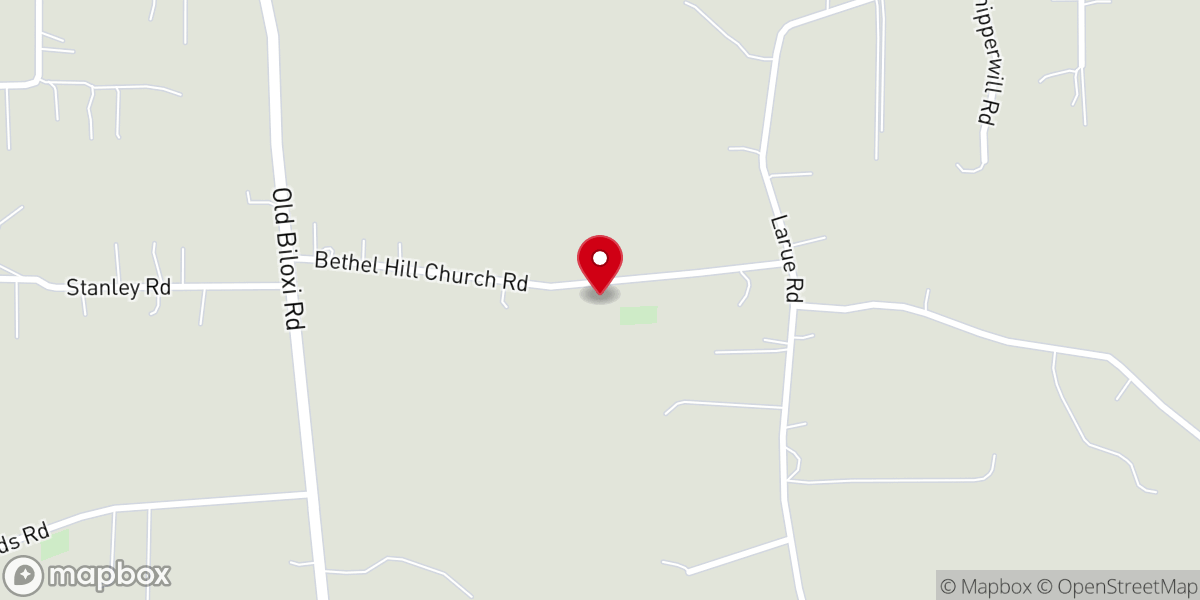 Map showing location of Bethel Hill Church