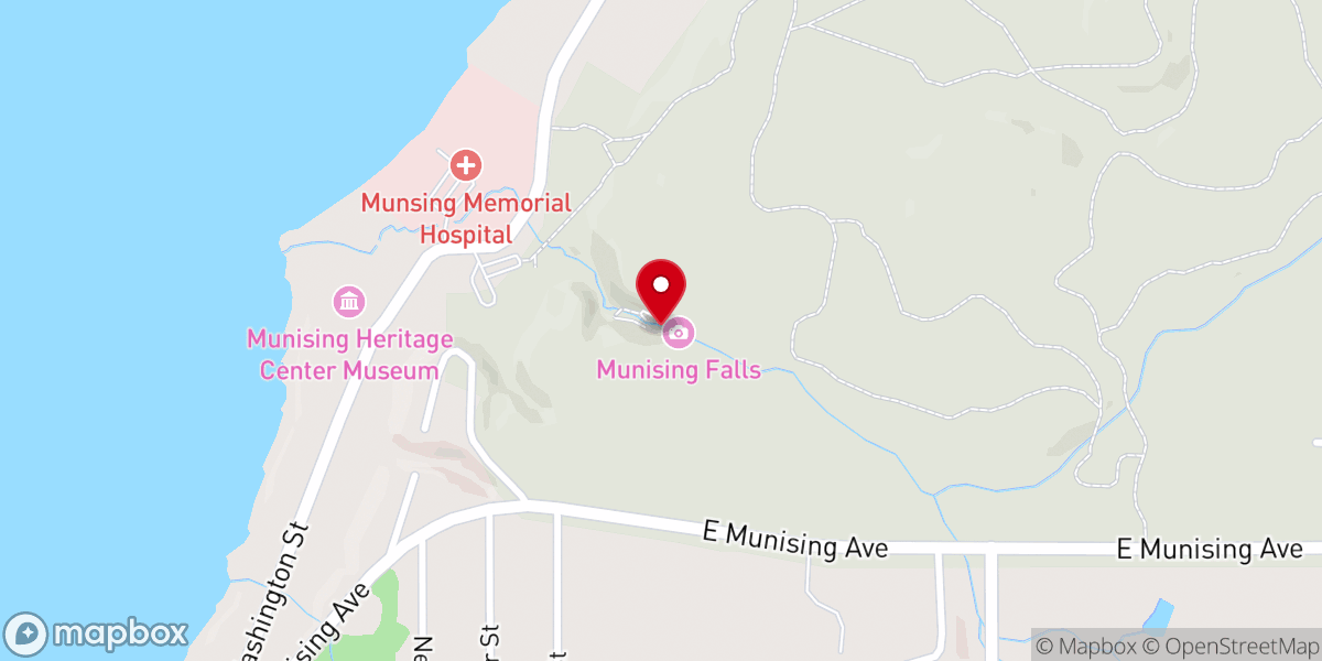 Map showing location of Munising Falls