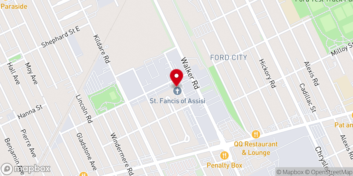 Map showing location of Croatian St Francis of Assisi Church