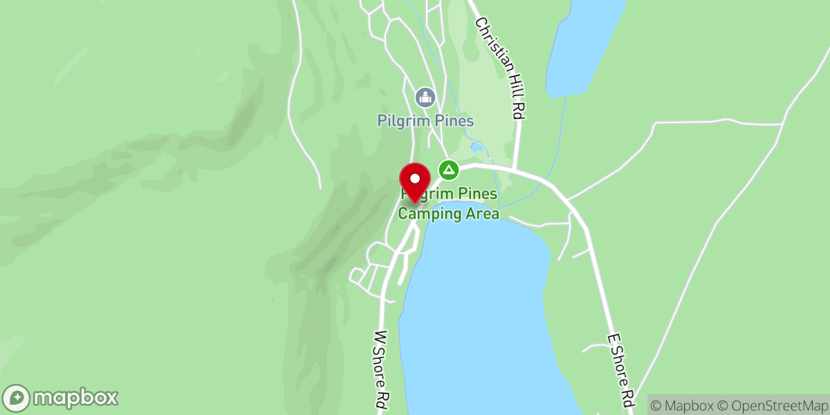 Map showing location of Pilgrim Pines Camp and Retreat Center