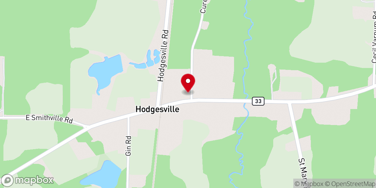 Map showing location of Hodgesville Baptist Church