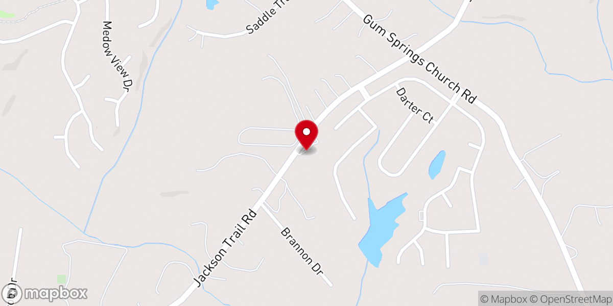 Map showing location of Oak Grove Baptist Church