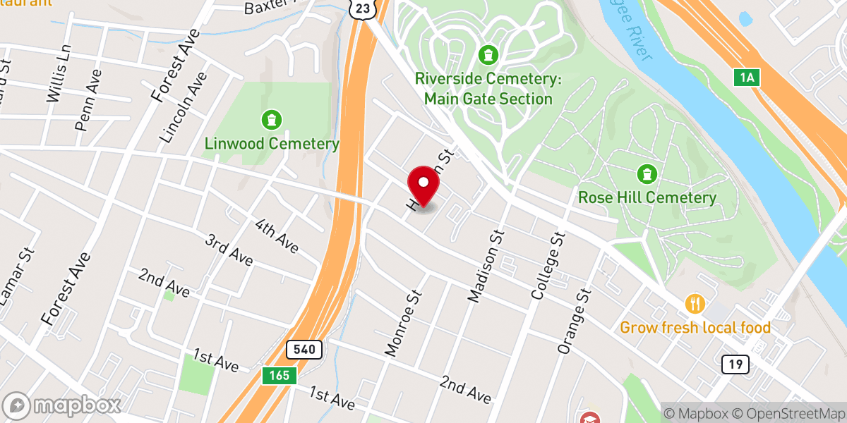 Map showing location of New Home Baptist Church
