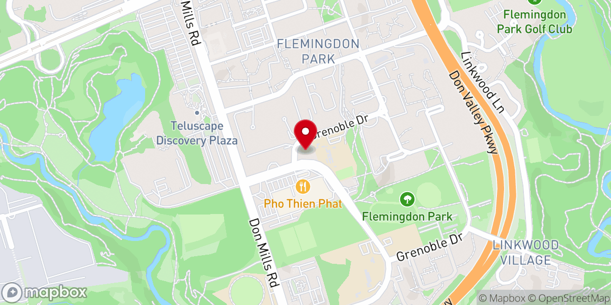 Map showing location of Flemingdon Park Pentecostal Church