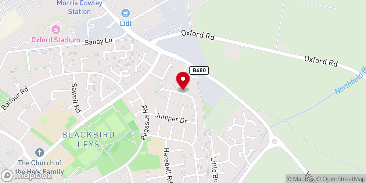 Map showing location of RCCG Lighthouse Parish OXFORD