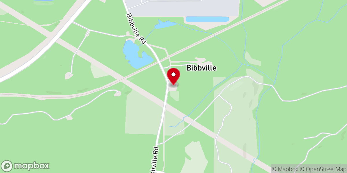 Map showing location of Bibbville Baptist Church