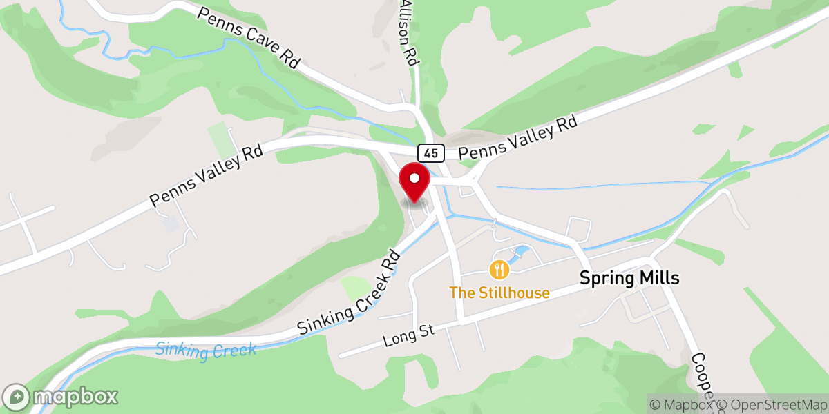 Map showing location of Penns Valley Community Church